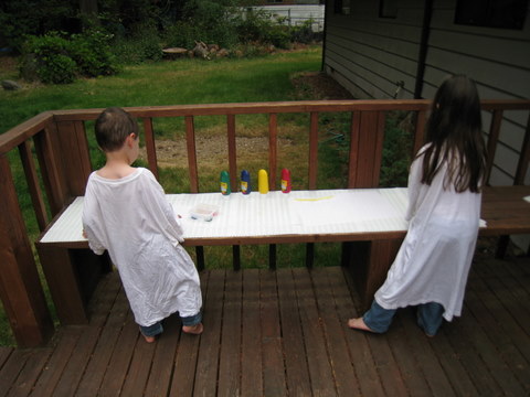 Painting on the porch bench