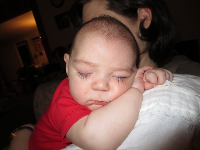 Asleep on Mommy's shoulder