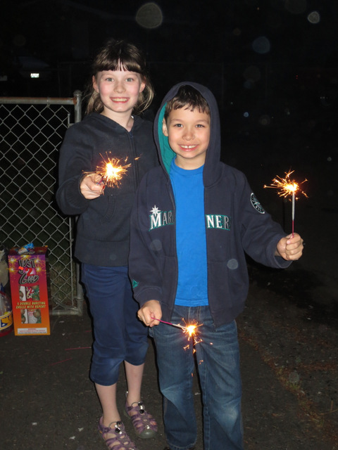 Ane and Tad with sparklers