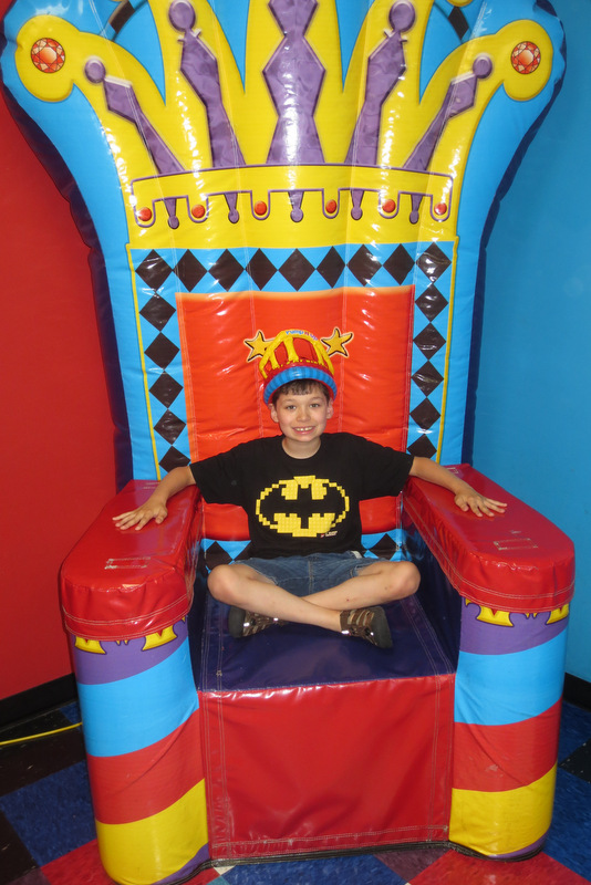 Tad on the inflatable throne