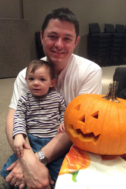 Daddy and Thumper with the jack o'lantern