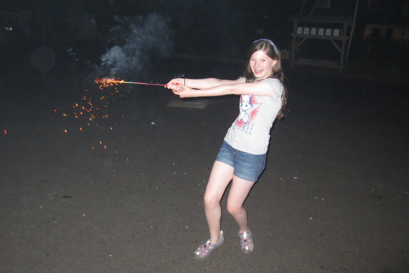 Ane with her sparkler wand